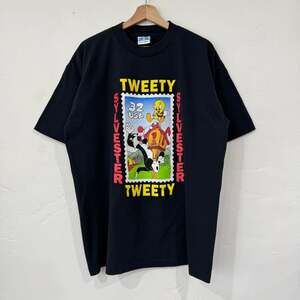 Vintage 90's Looney Tunes Tweety & Sylvester Stamp Tee, Black, Size XL